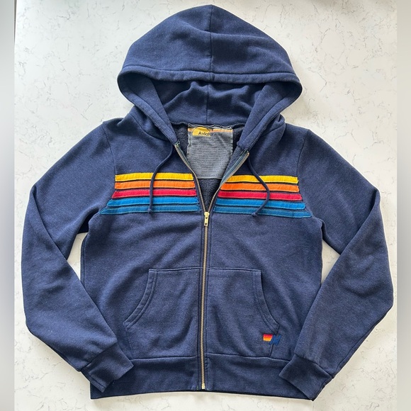 Aviator Nation Tops - EUC Navy Aviator Nation Blue 5 Stripe Hoodie